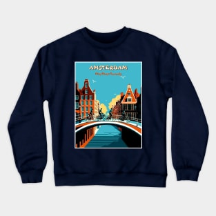 Amsterdam Netherlands Tourism Bicycle Riding Advertising Print Crewneck Sweatshirt